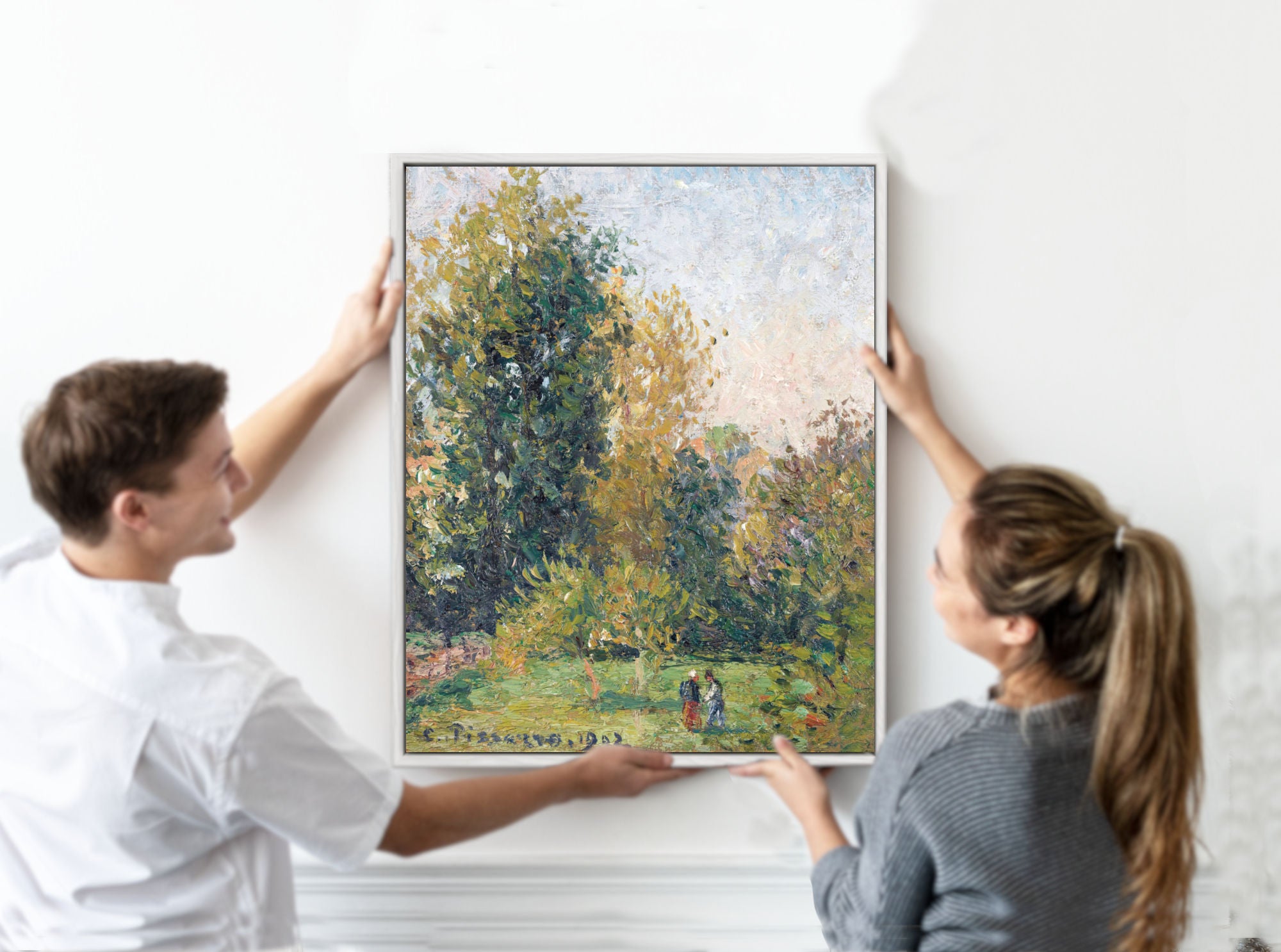 Camille Pissarro Print “Landscape with Two Figures, Éragny, Autumn” (1902)