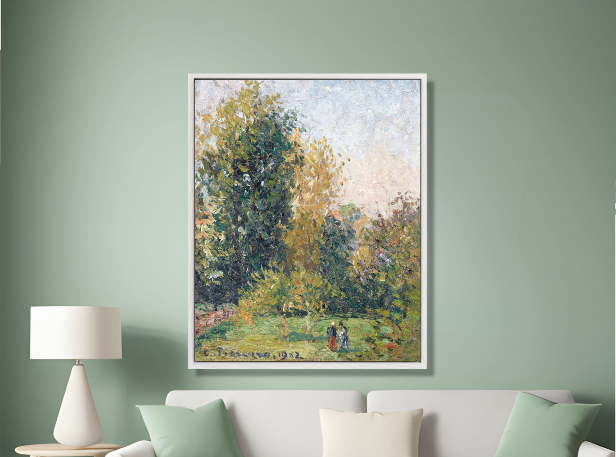Camille Pissarro Print “Landscape with Two Figures, Éragny, Autumn” (1902)