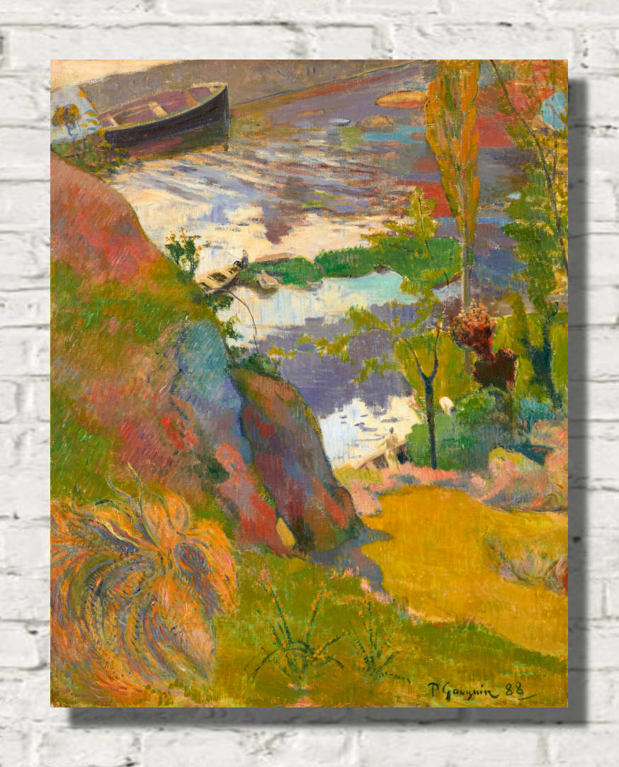 Paul Gauguin Print : Fisherman and bathers on the Aven (1888)