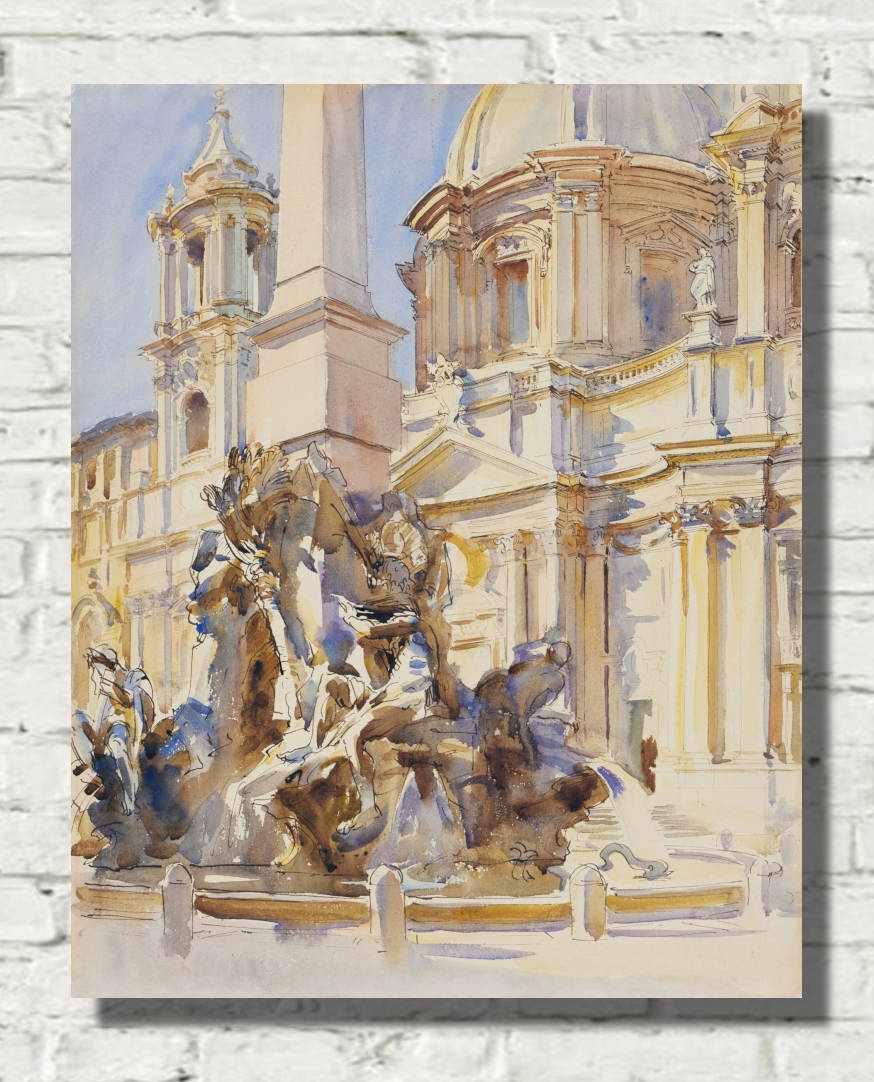 John Singer Sargent Print, Piazza Navona, Rome (1906)