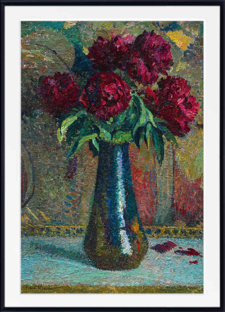 Henri Martin Print, Red peonies in a Dalpayrat vase