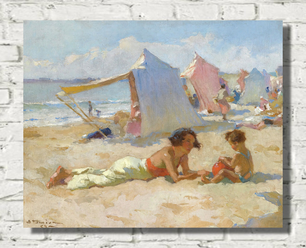 Playing, the beach by Charles Atamian