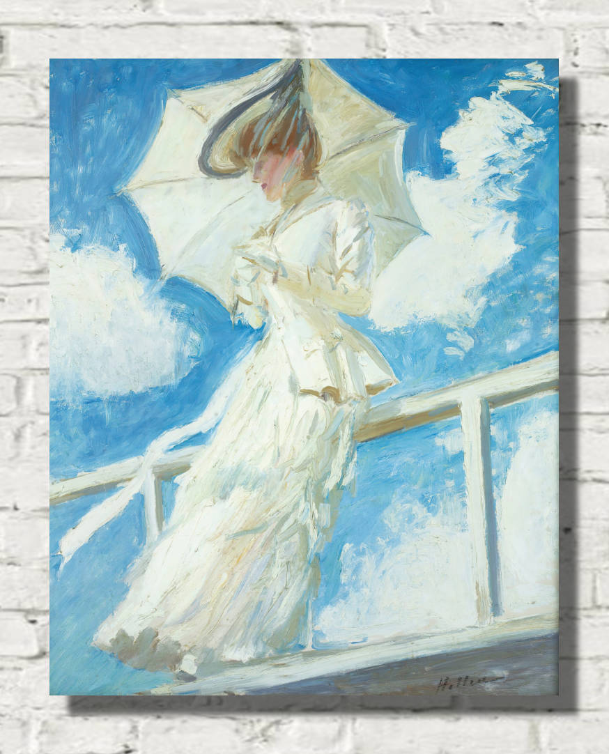 Paul-César Helleu Print, Portrait Of Mrs Helleu With An Umbrella