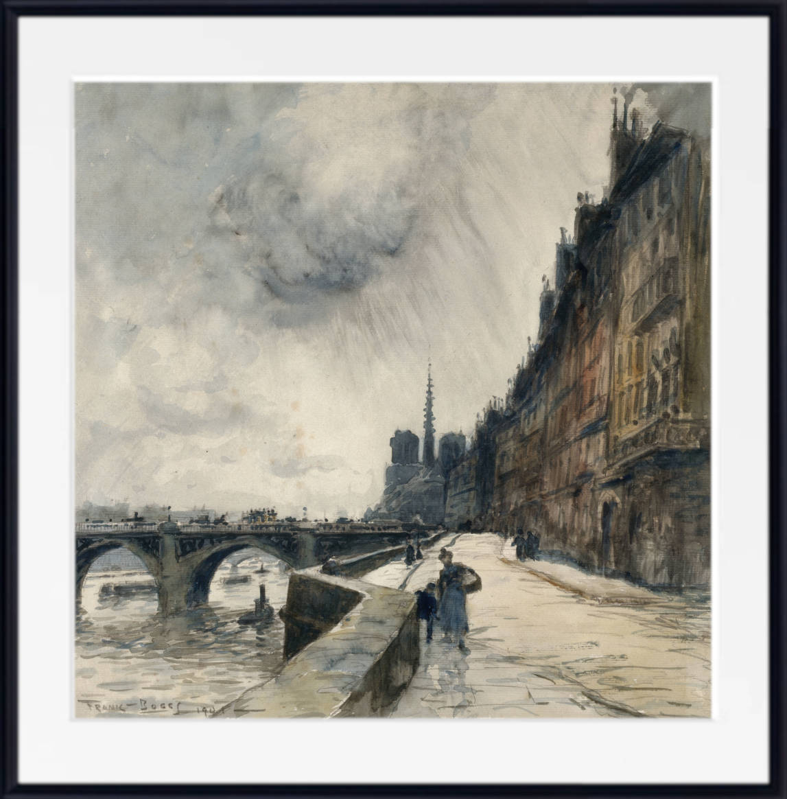 Frank Myers Boggs Print, Bethune Quay and Tournelle Bridge (1901)