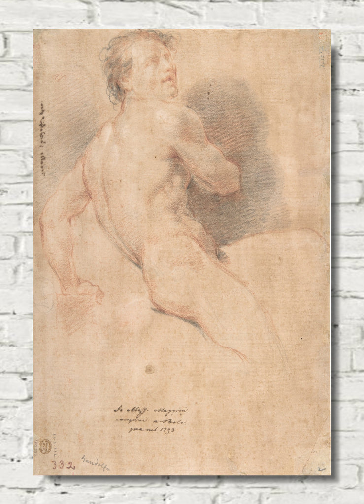 Seated Male Nude (verso) by Ubaldo Gandolfi