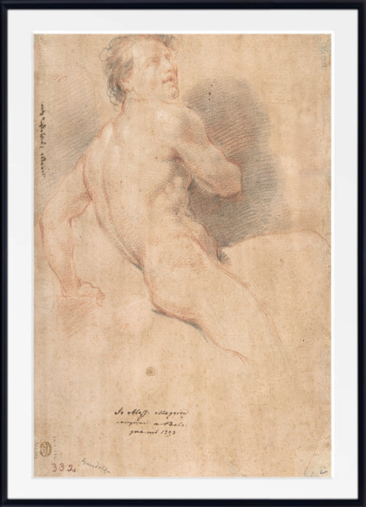 Seated Male Nude (verso) by Ubaldo Gandolfi