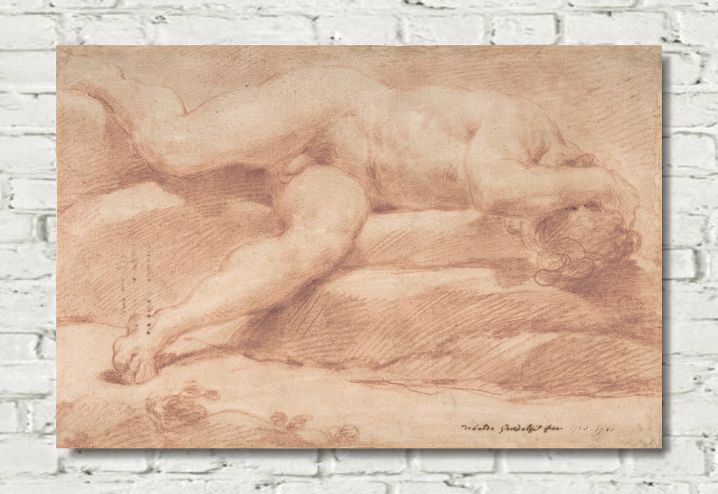 Reclining Male Nude (recto) by Ubaldo Gandolfi