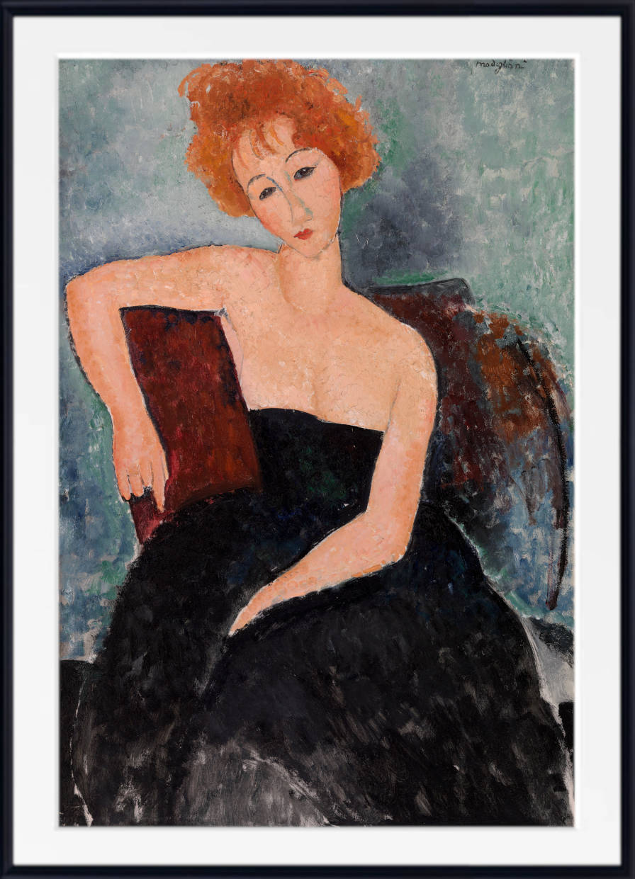 Amedeo Modigliani Fine Art Print : Redheaded Girl in Evening Dress