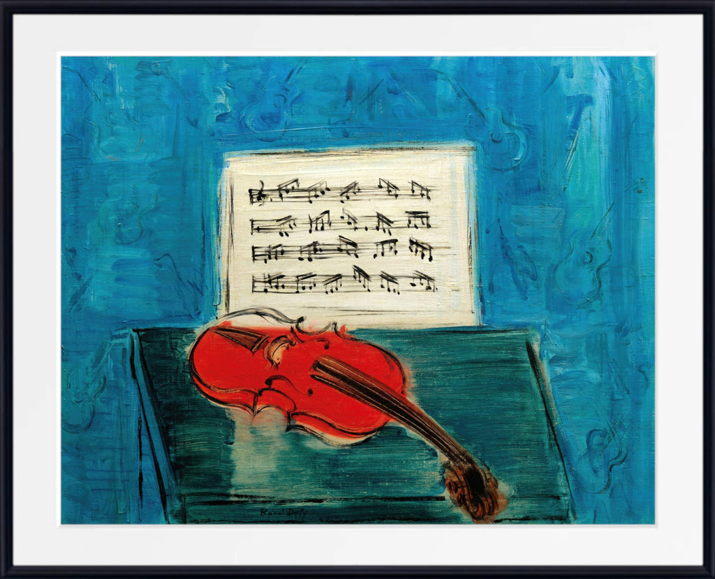 Red violin on a blue background (1946) by Raoul Dufy