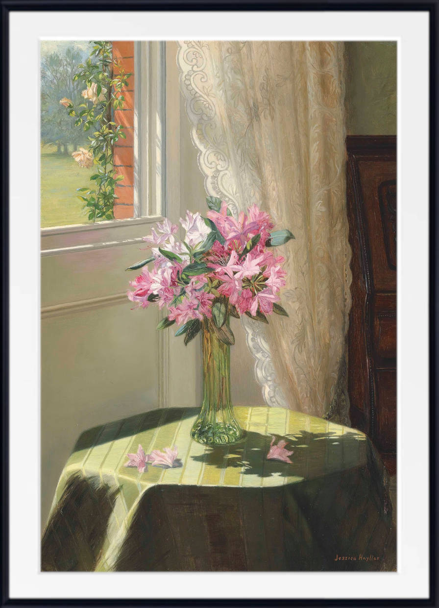 Rhododendrons by a window, Jessica Hayllar Fine Art Print