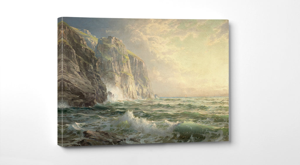 William Trost Richards, Rocky Cliff with Stormy Sea, Cornwall (1902)