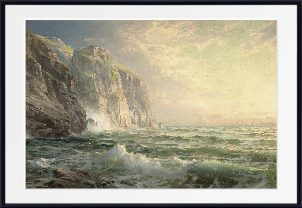 William Trost Richards, Rocky Cliff with Stormy Sea, Cornwall (1902)