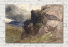 David Cox Print, Rocky landscape in Wales