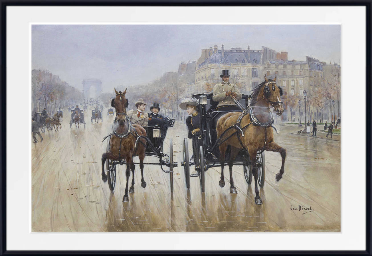 Jean Béraud Impressionist Fine Art Print, Rond-Point des Champs-Élysées