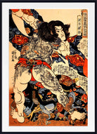 Utagawa Kuniyoshi, Japanese Fine Art Print, Roshi Ensei lifting a heavy beam, Ukiyo-e
