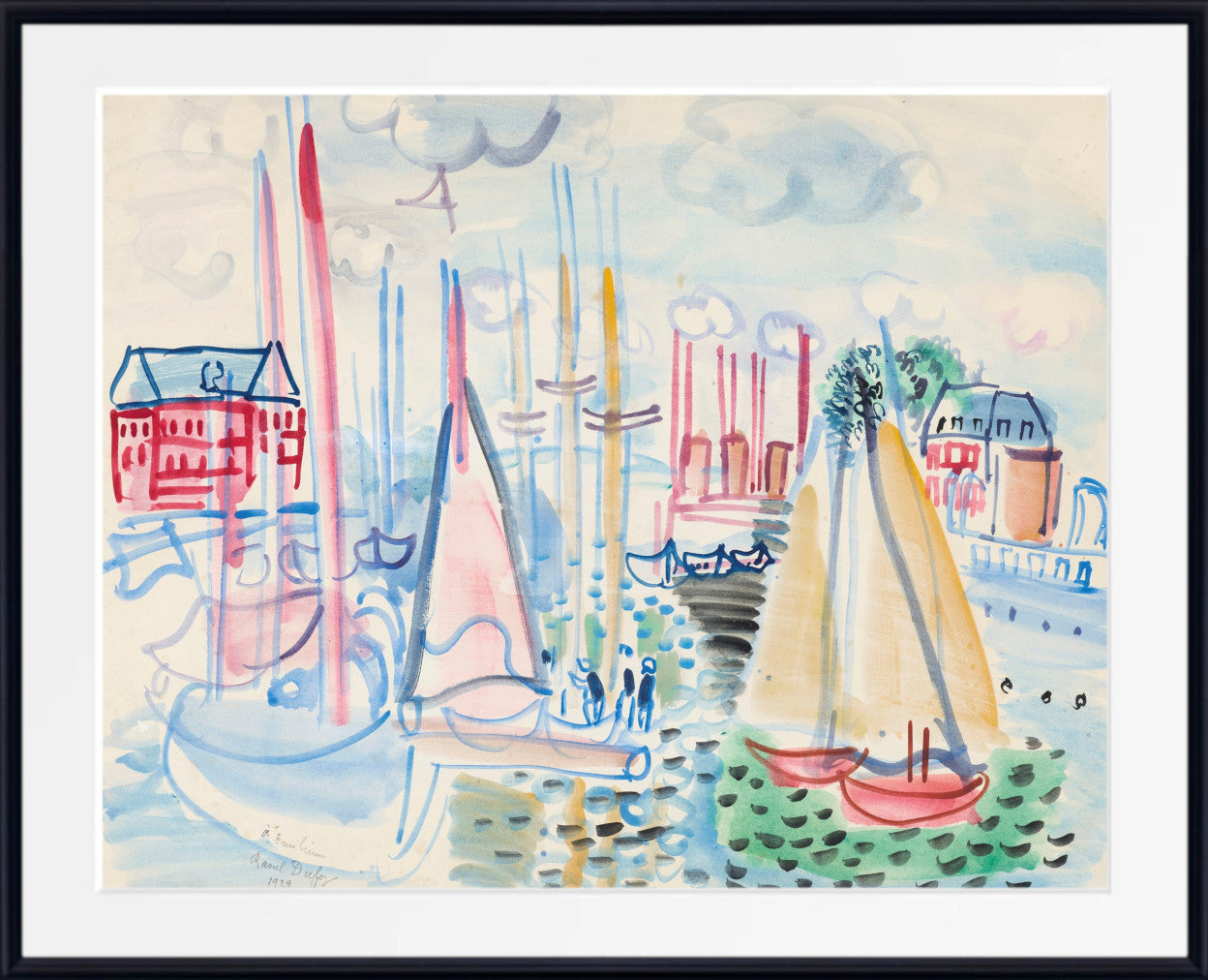 Sailboats in the port of Deauville (1929) by Raoul Dufy – GalleryThane
