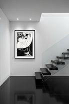 Art nouveau frame dprint on a stairway wall