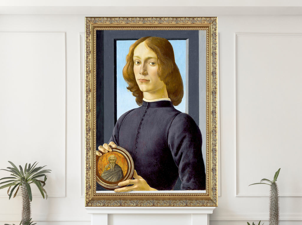 Sandro Botticelli, Portrait of a Young Man Holding a Roundel (1480)