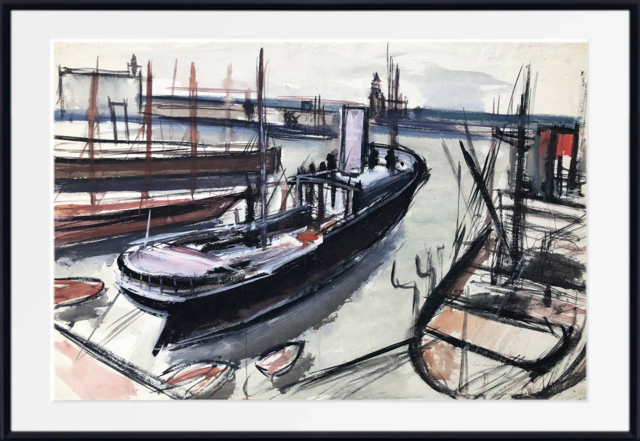 Otto Geigenberger Print, Ships in Anzio