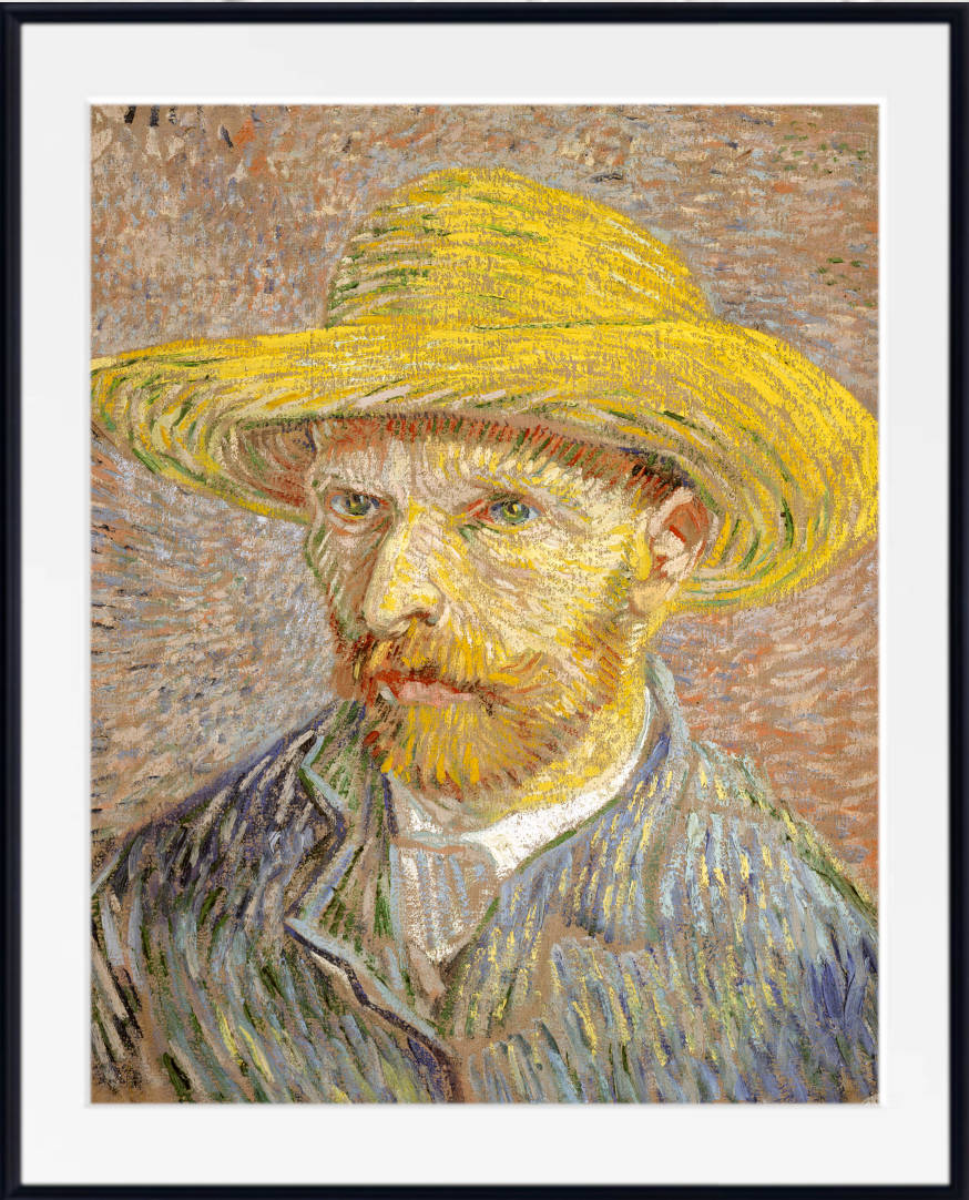 Vincent Van Gogh Fine Art Print, Self Portrait with Straw Hat