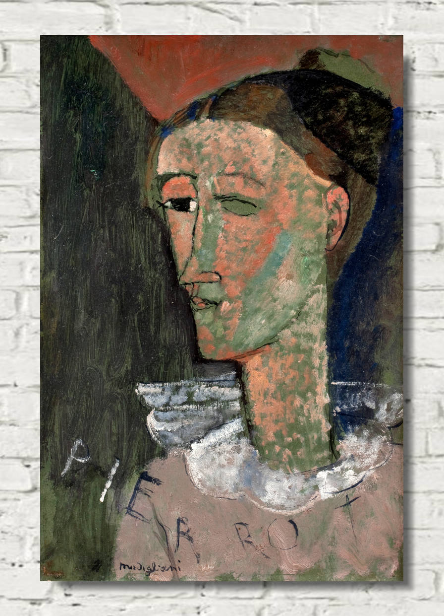 Amedeo Modigliani Wall Art Print : Self-Portrait as Pierrot (1915)