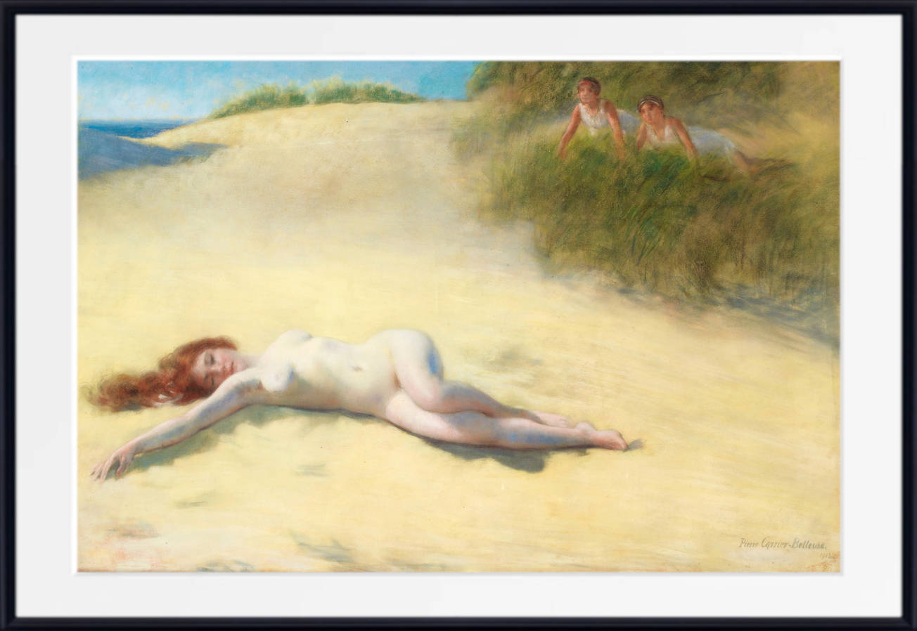 Pierre Carrier-Belleuse Print, Sleeping Nude On A Beach (1913)