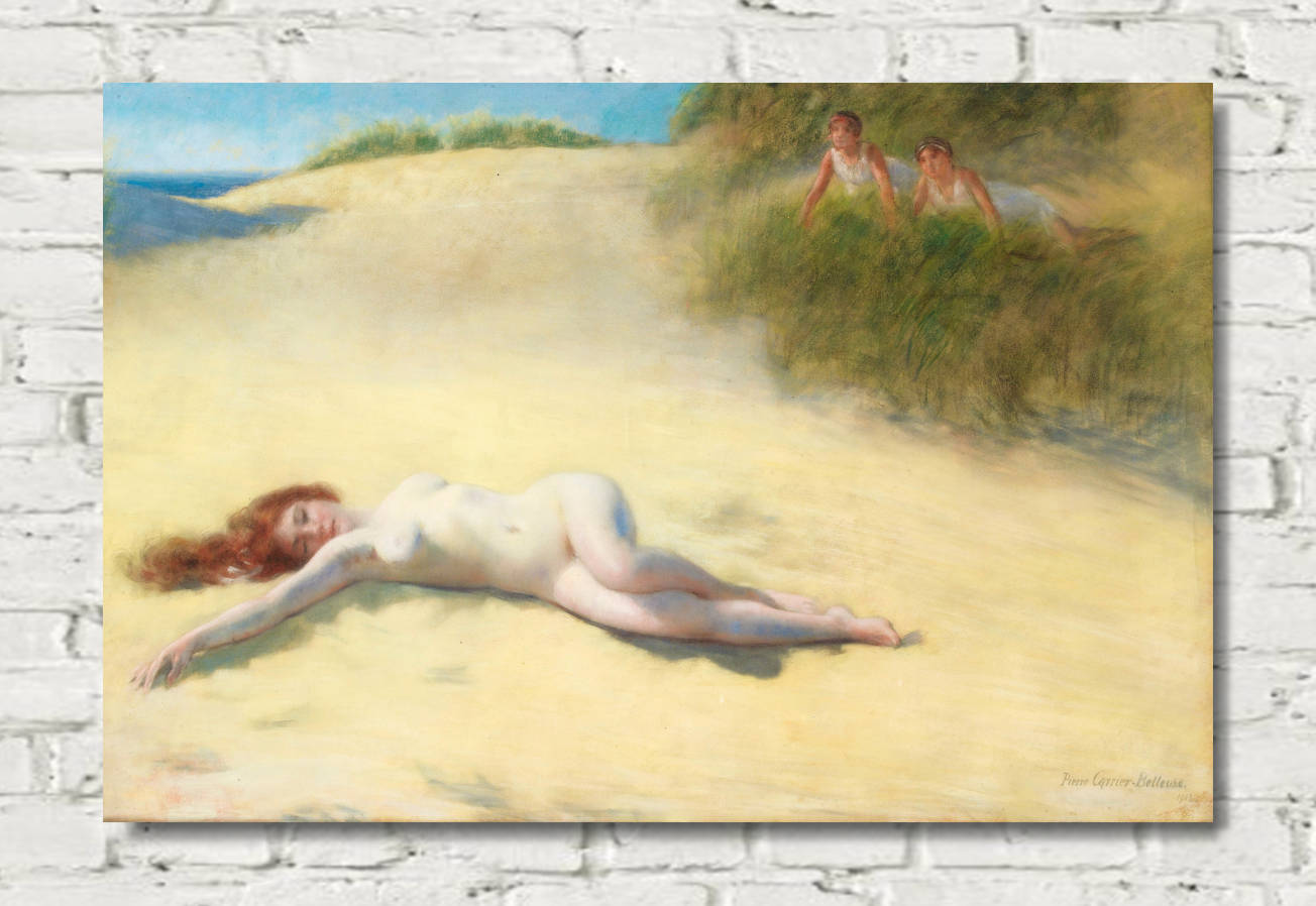 Pierre Carrier-Belleuse Print, Sleeping Nude On A Beach (1913)