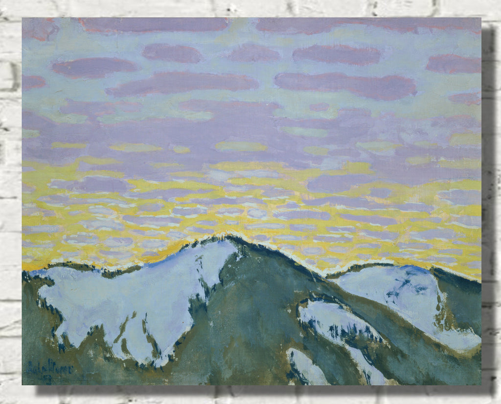 Koloman Moser Fine Art Print, Snowy mountain peaks at dusk