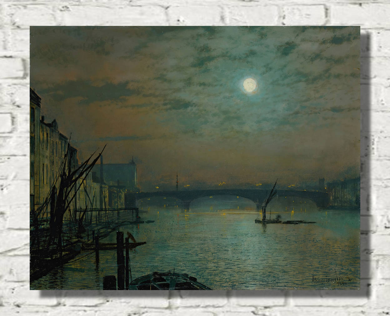 John Atkinson Grimshaw Print: Southwark Bridge by Moonlight (1887)