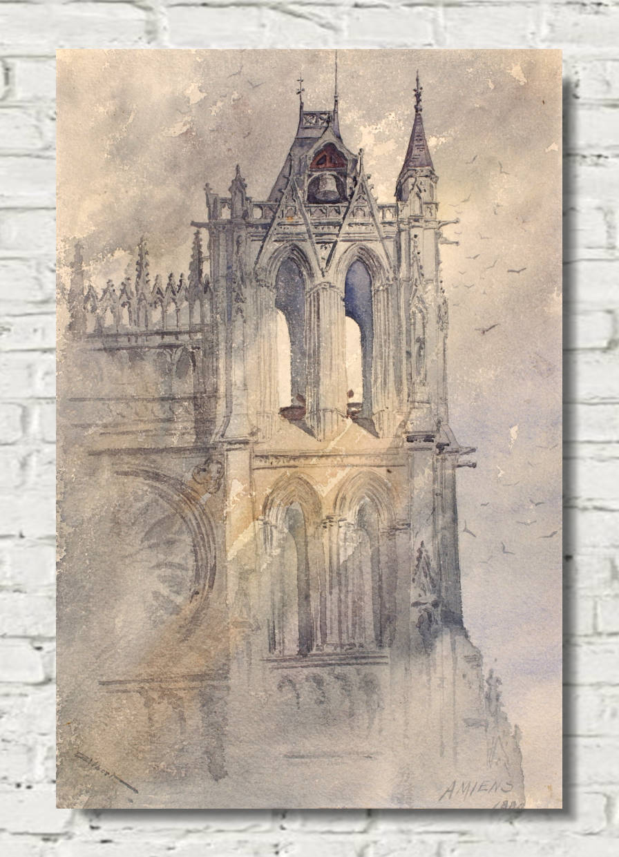 Cass Gilbert Print, Southwest Tower, Amiens Cathedral (1880)