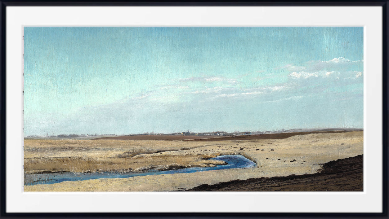 Laurits Andersen Ring Fine Art Print, Spring landscape by a marsh. Clear sky and wind