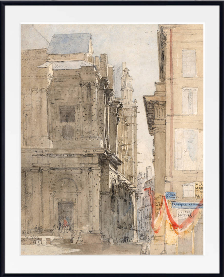 David Cox Print, St. Eustache, Paris (1829)