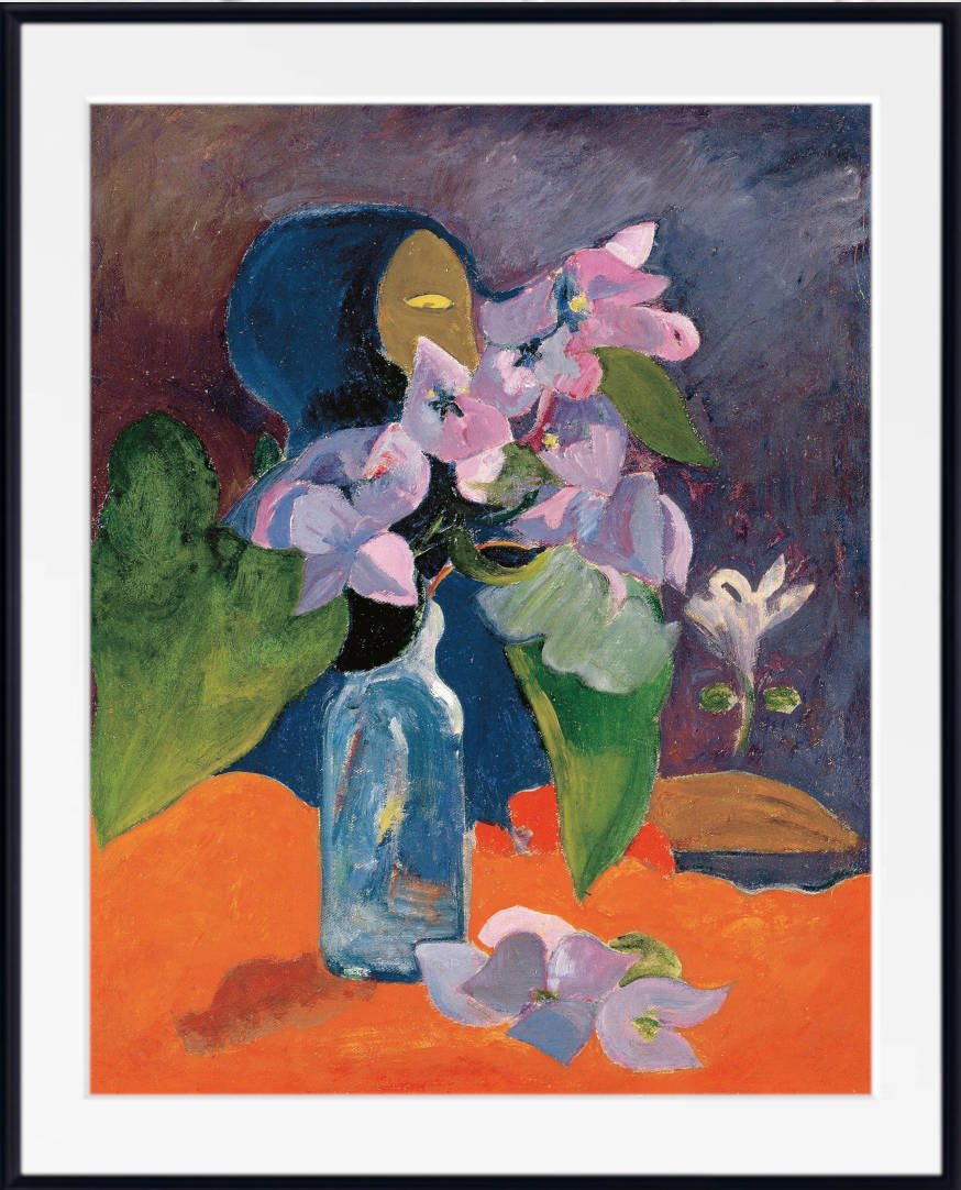 Paul Gauguin Print : Still Life with Flowers and Idol (circa 1892)