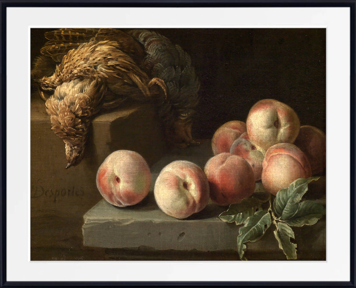 Alexandre Desportes Print, Still life with peaches and partridge (1716)