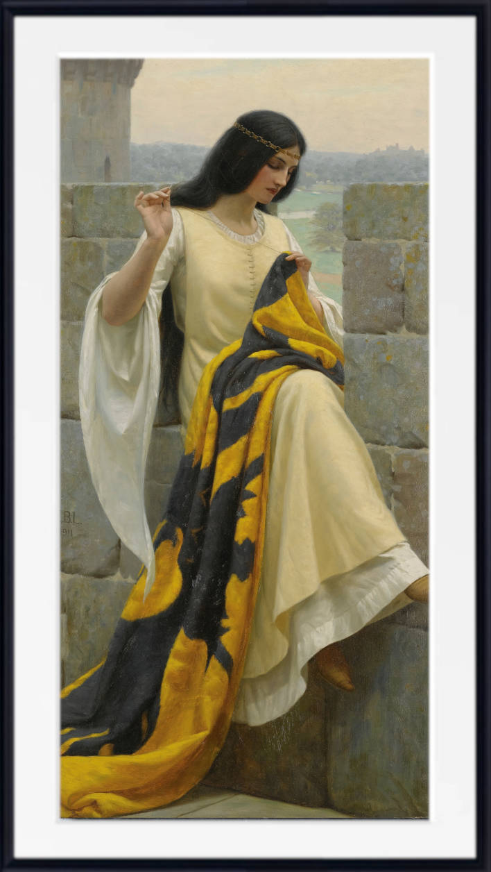 Stitching the Standard, Historical Genre Scene, Edmund Blair Leighton Fine Art Print