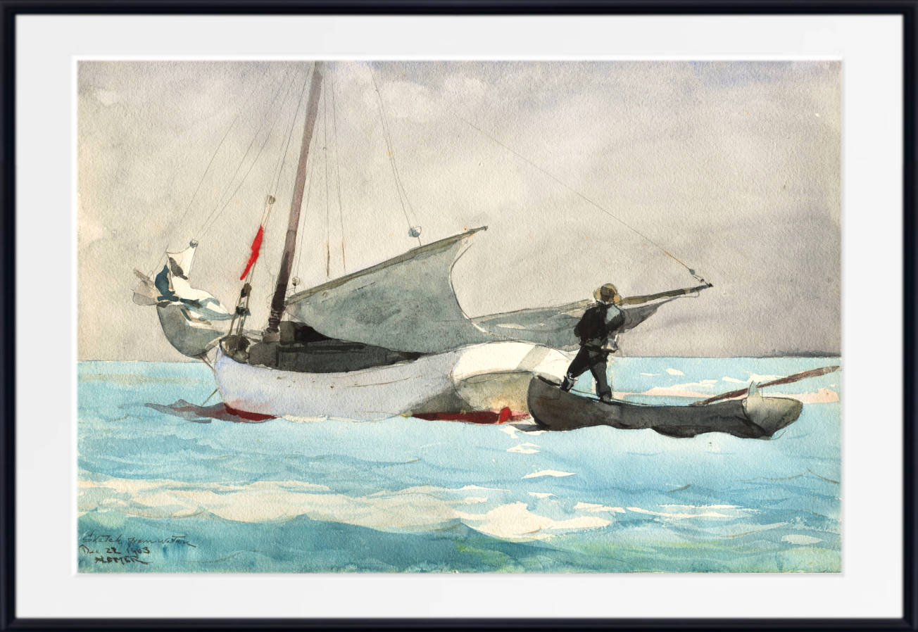 Winslow Homer Fine Art Print :  Stowing Sail