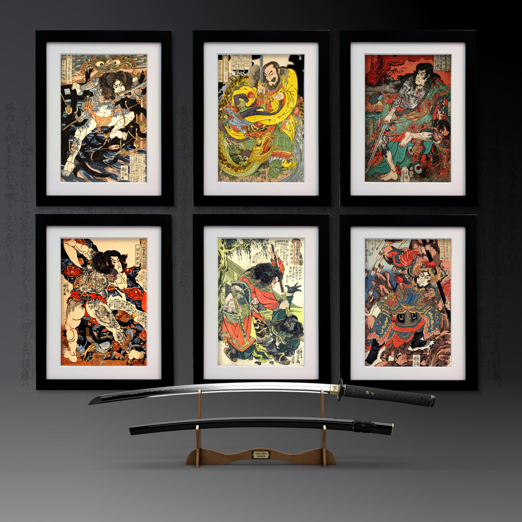 108 Heroes of Suikoden, set of 6 Japanese Warrior Prints