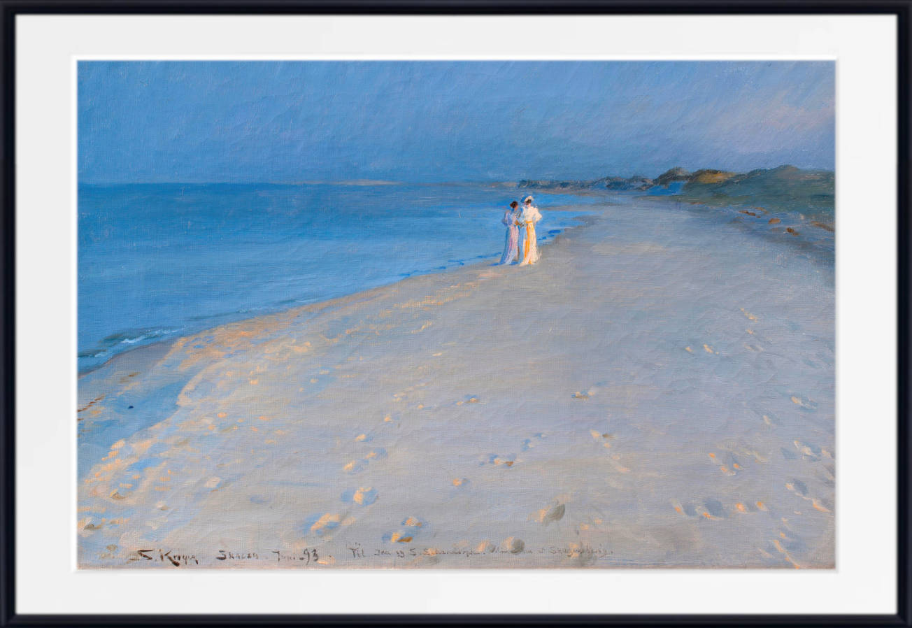 PS Krøyer Print, Summer evening at the South beach, Skagen. Anna Ancher and Marie Krøyer (study) (1893)