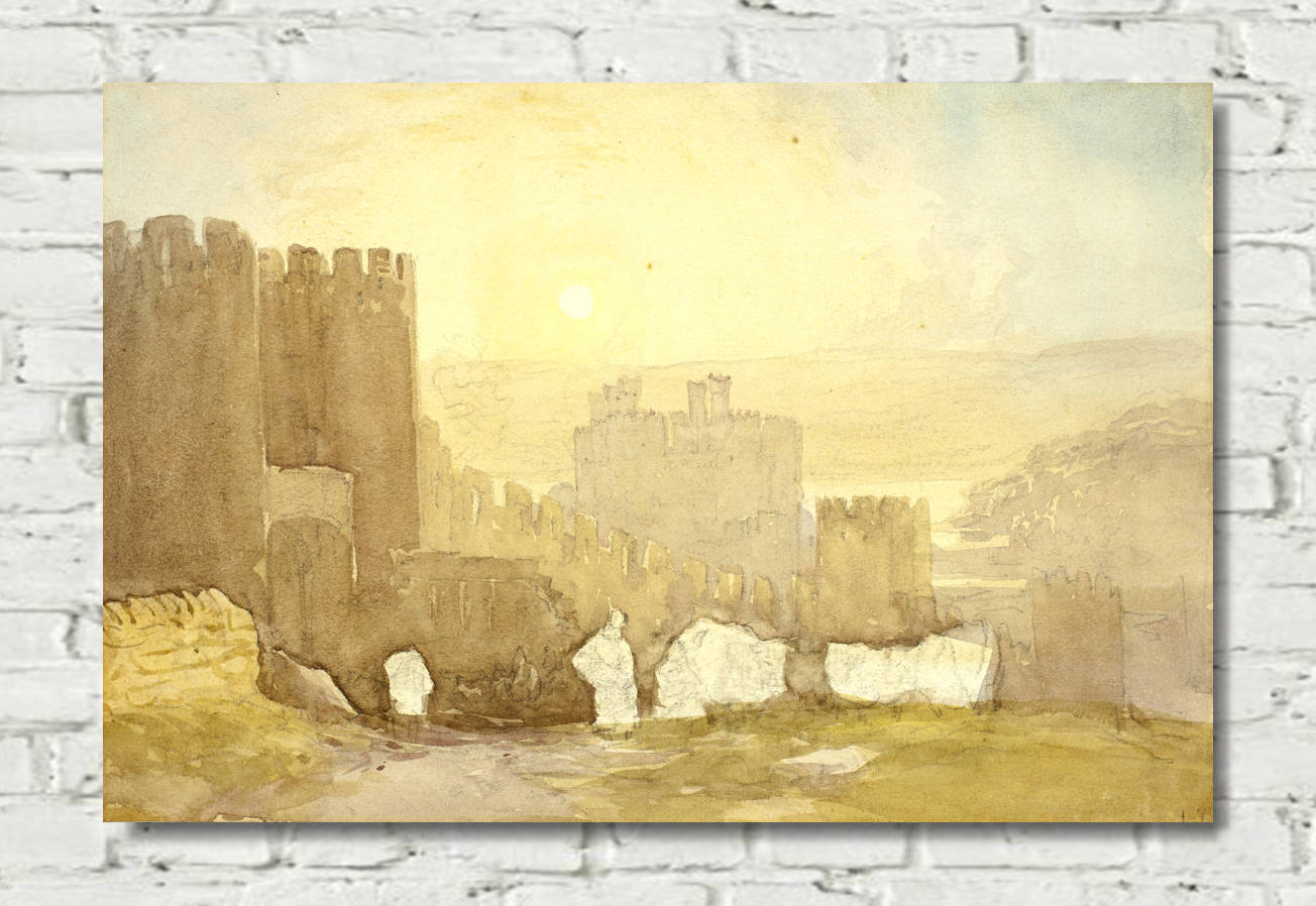 David Cox Print, Sunrise, Conway Castle (1830)