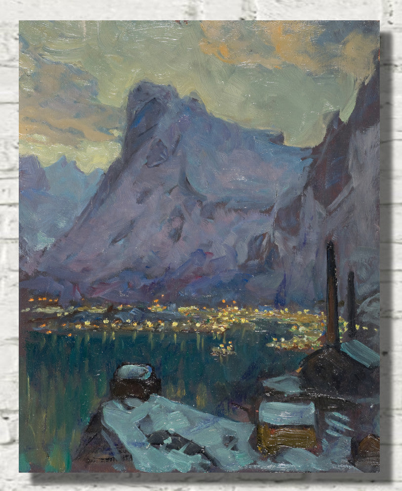 Anna Boberg, Svolvaer Harbour at the Height of the Fishing Season. Study from Lofoten (1934)