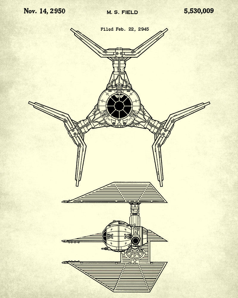 Tie Defender Blueprint Poster Patent Print Star Wars Spaceship