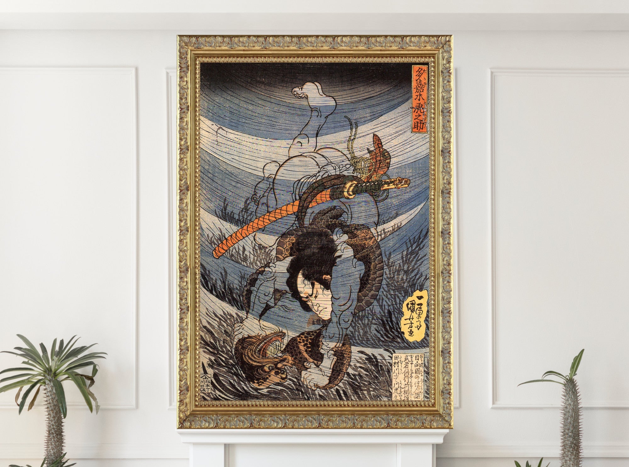 Takagi Toranosuke capturing a kappa underwater, Utagawa Kuniyoshi