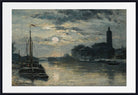 Stanislas Lepine Print, The Canal De l'ourcq, The Church of Saint-Christophe, View of the Quai De La Marne. Moon Effect (1876)