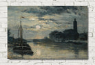 Stanislas Lepine Print, The Canal De l'ourcq, The Church of Saint-Christophe, View of the Quai De La Marne. Moon Effect (1876)