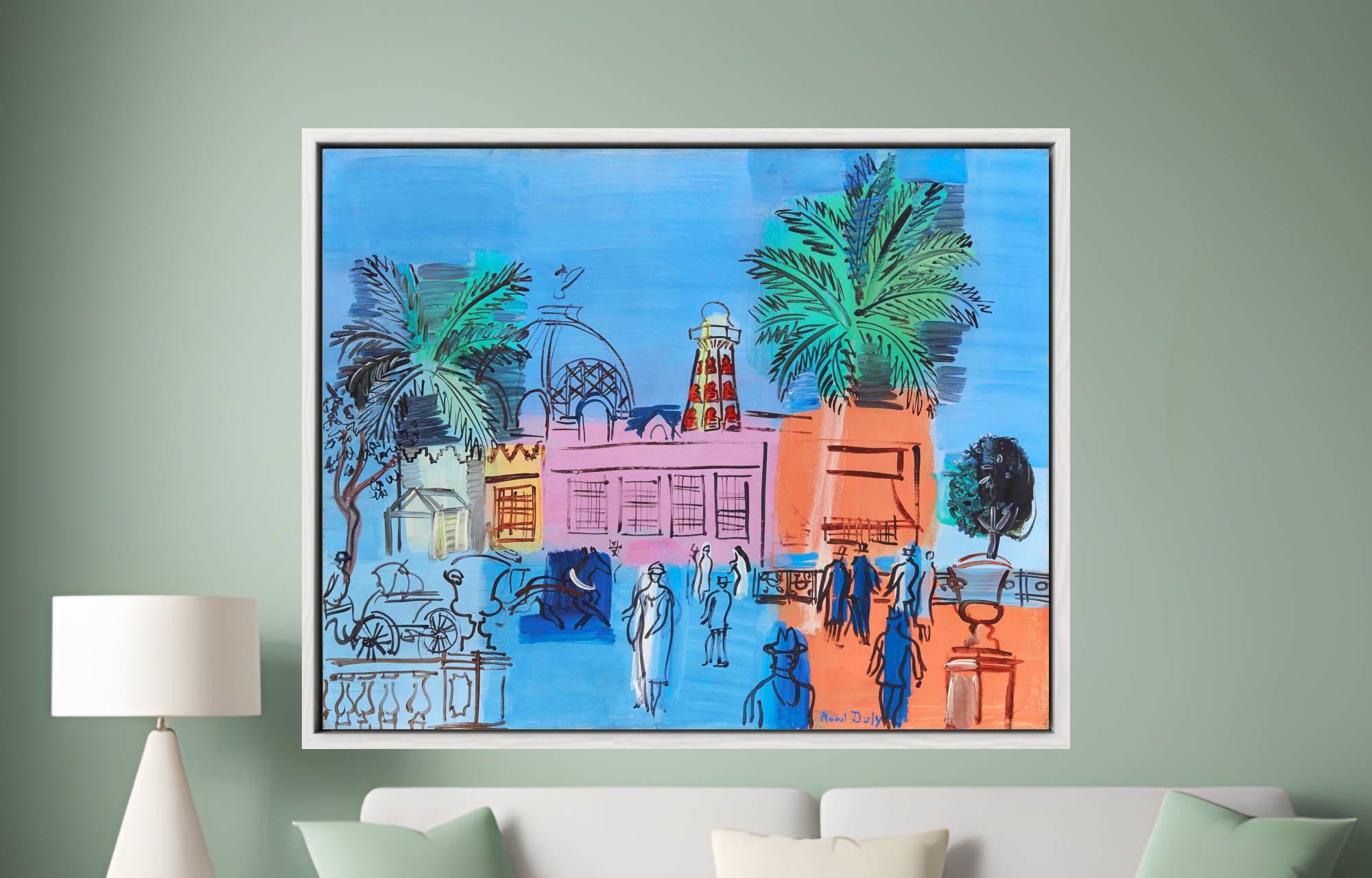 Raoul Dufy Print, The Casino of Nice with palm trees and basins (1926)