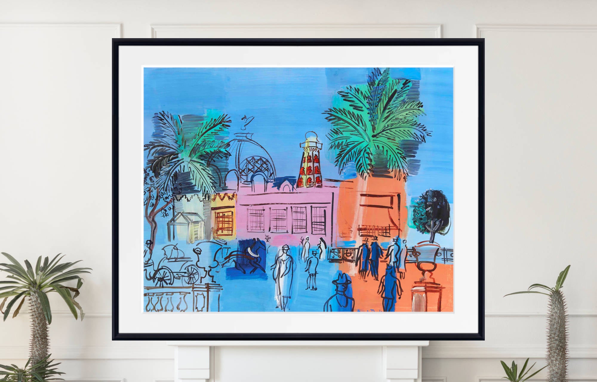 Raoul Dufy Print, The Casino of Nice with palm trees and basins (1926)