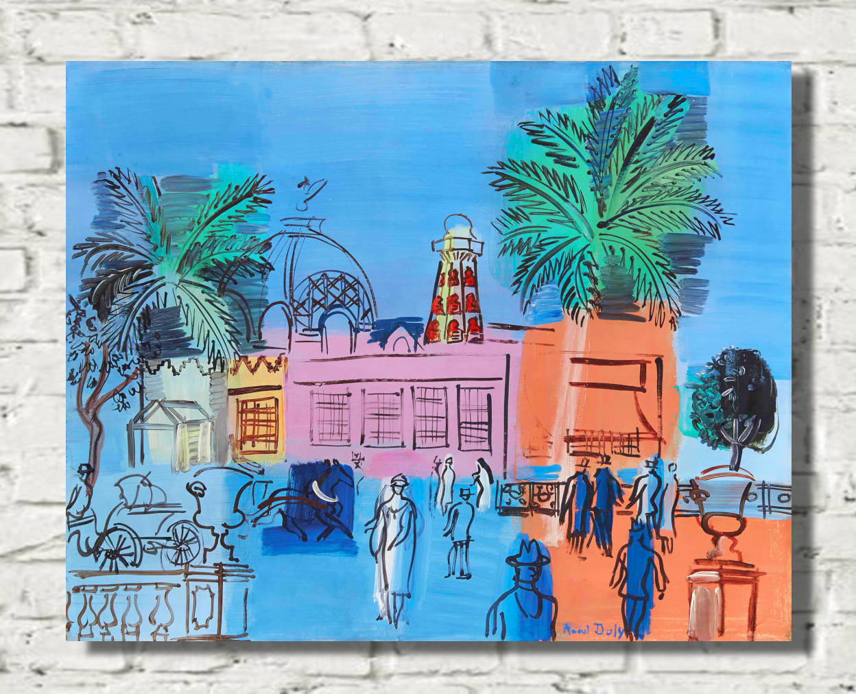 Raoul Dufy Print, The Casino of Nice with palm trees and basins