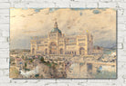 Frederick Childe Hassam Print : The MacKaye Spectatorium with Iowa Pavillion in Foreground, Columbian Exposition (1893)