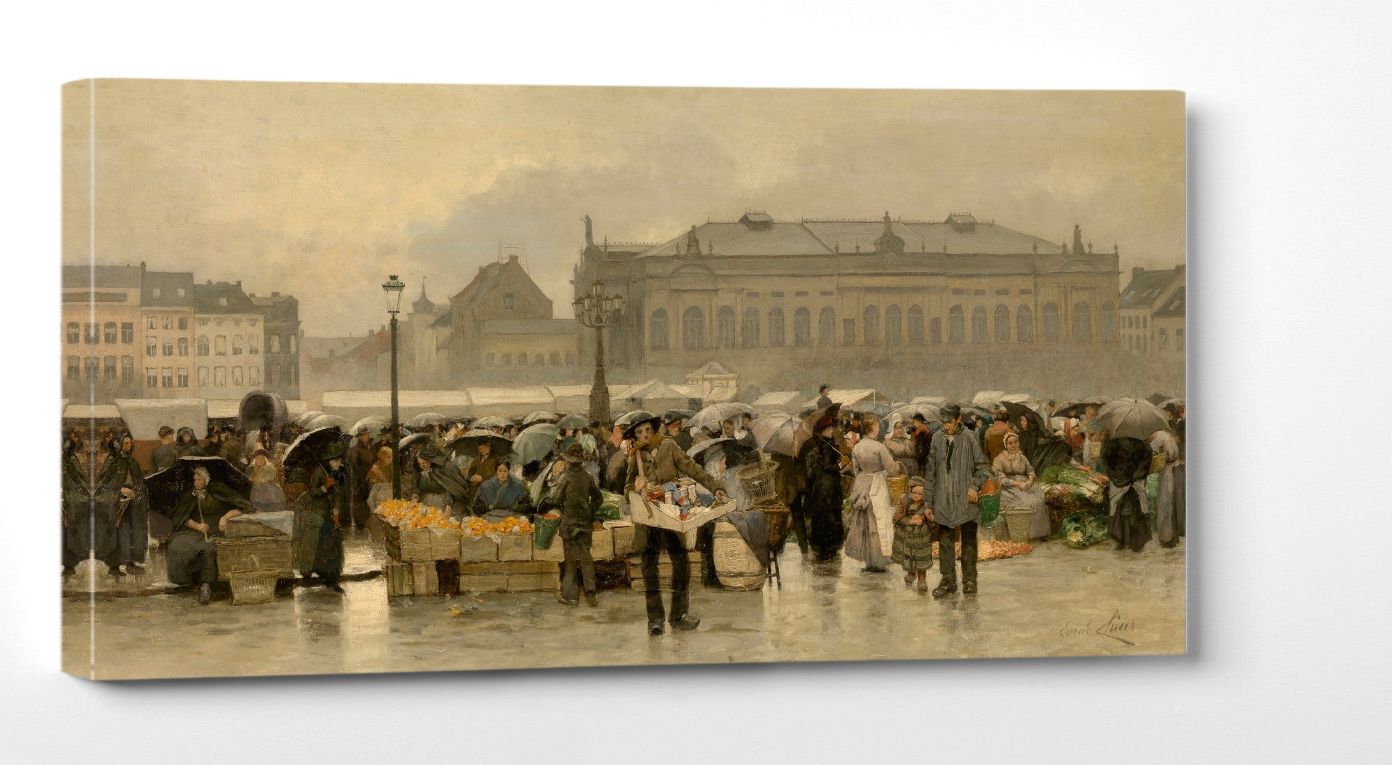 Emile Claus Print, The Market in front of the Theatre in Antwerp