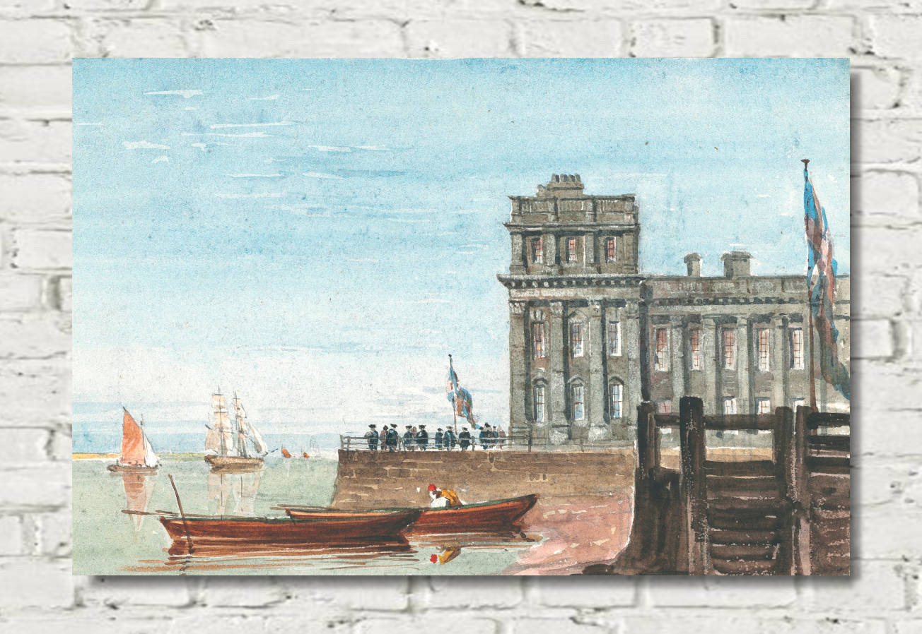 David Cox Print, The Old Customs House, Greenwich